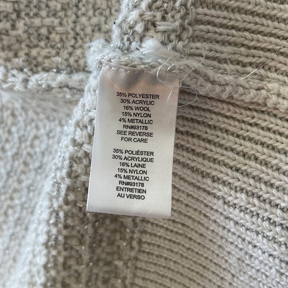Elie Tahari Open Cardigan Silver Chain Link Trim Silver Metallic Threads XS - Picture 8 of 11